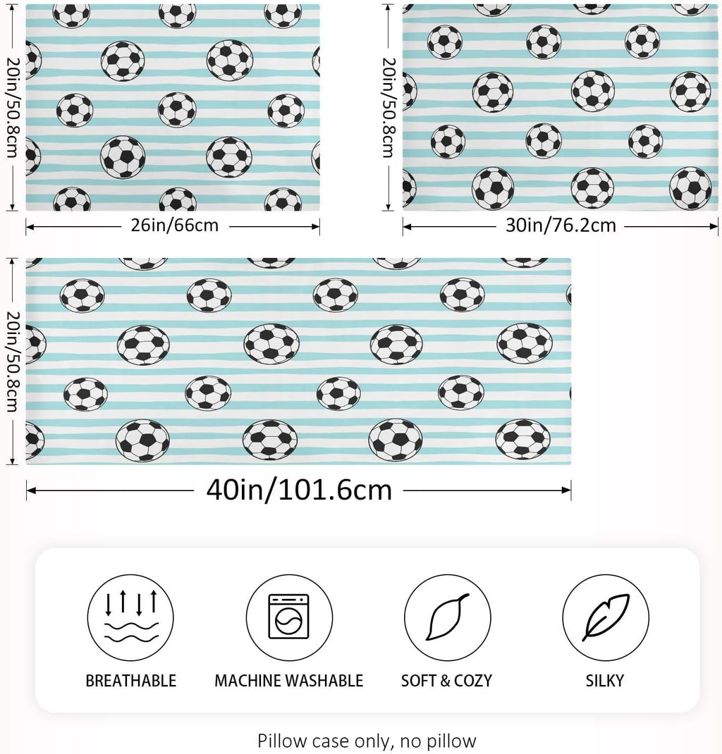 Soccer Blue Stripe Pillow Covers Silk Pillowcase for Hair and Skin Breathable Soft Satin Pillowcase King Size Pillow Case for Bedroom…