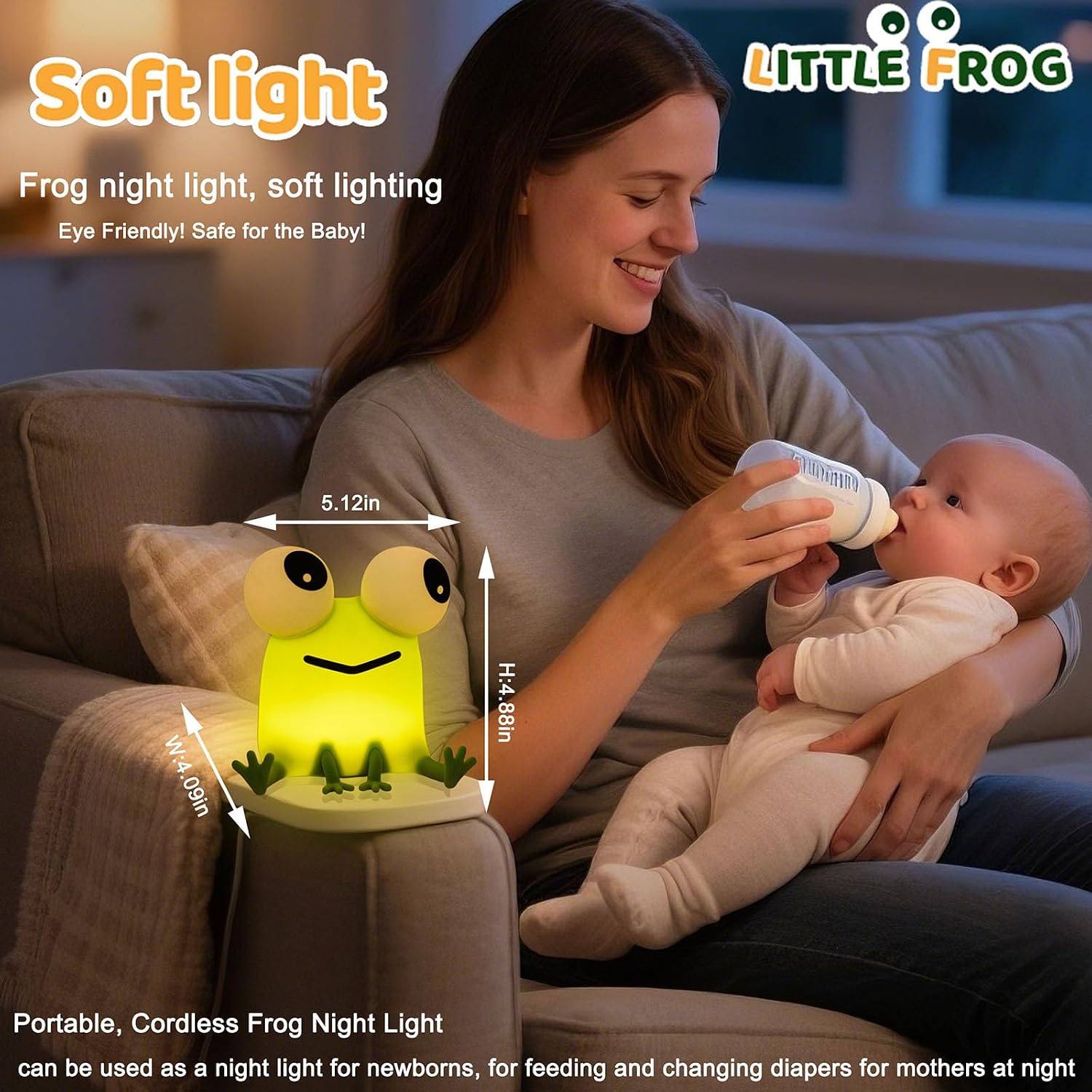 DREAMING MY DREAM Frogs Night Light, Dimmable Silicone Animal Nursery Night Light, Frogs Lamp Decor for Kids Room Bedroom, Birthday…