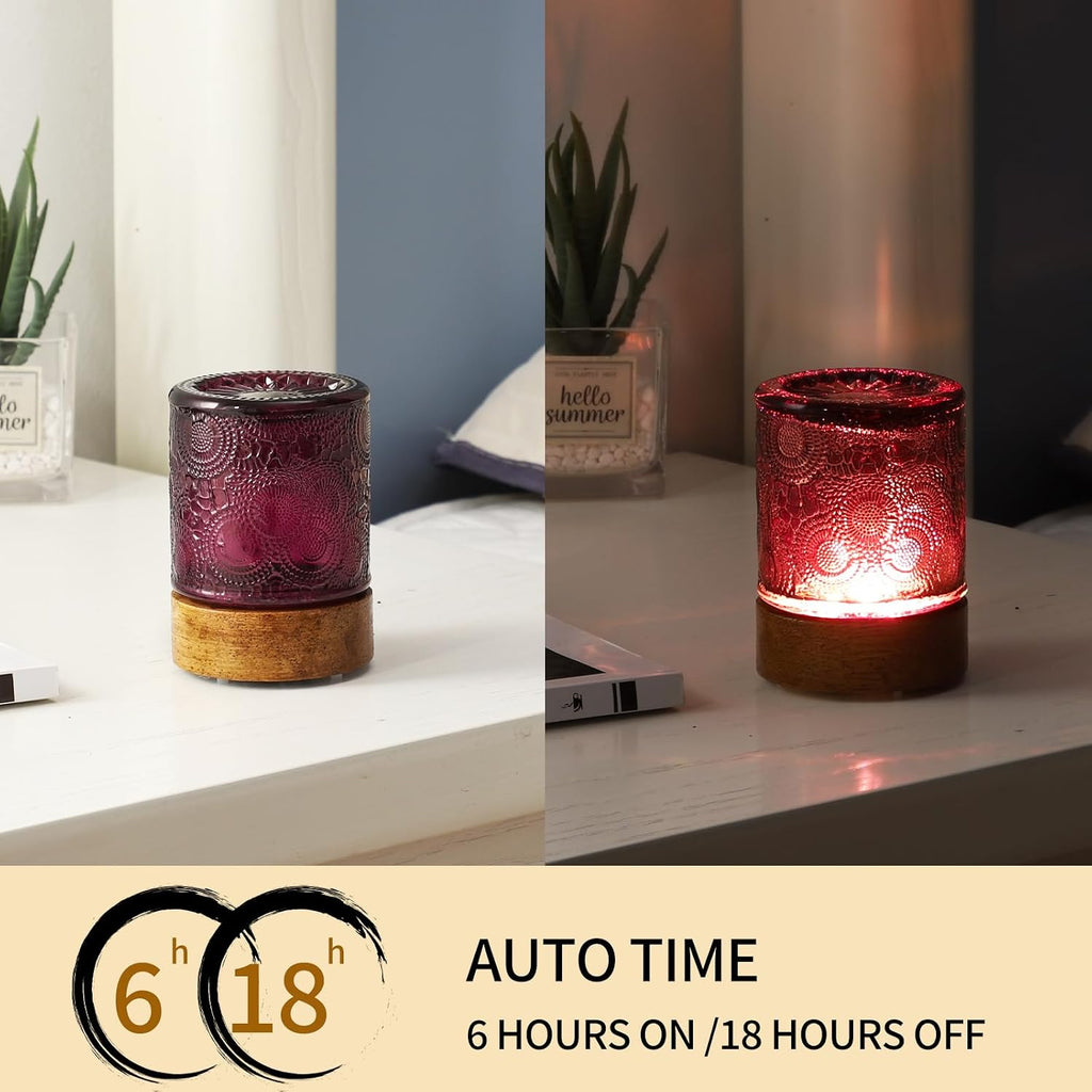 Mini Soft Warm Light Lamp Battery Operated Portable Night Light with Timer, Small Glass Vintage Dim Sleep Nightlights, Battery Powered…