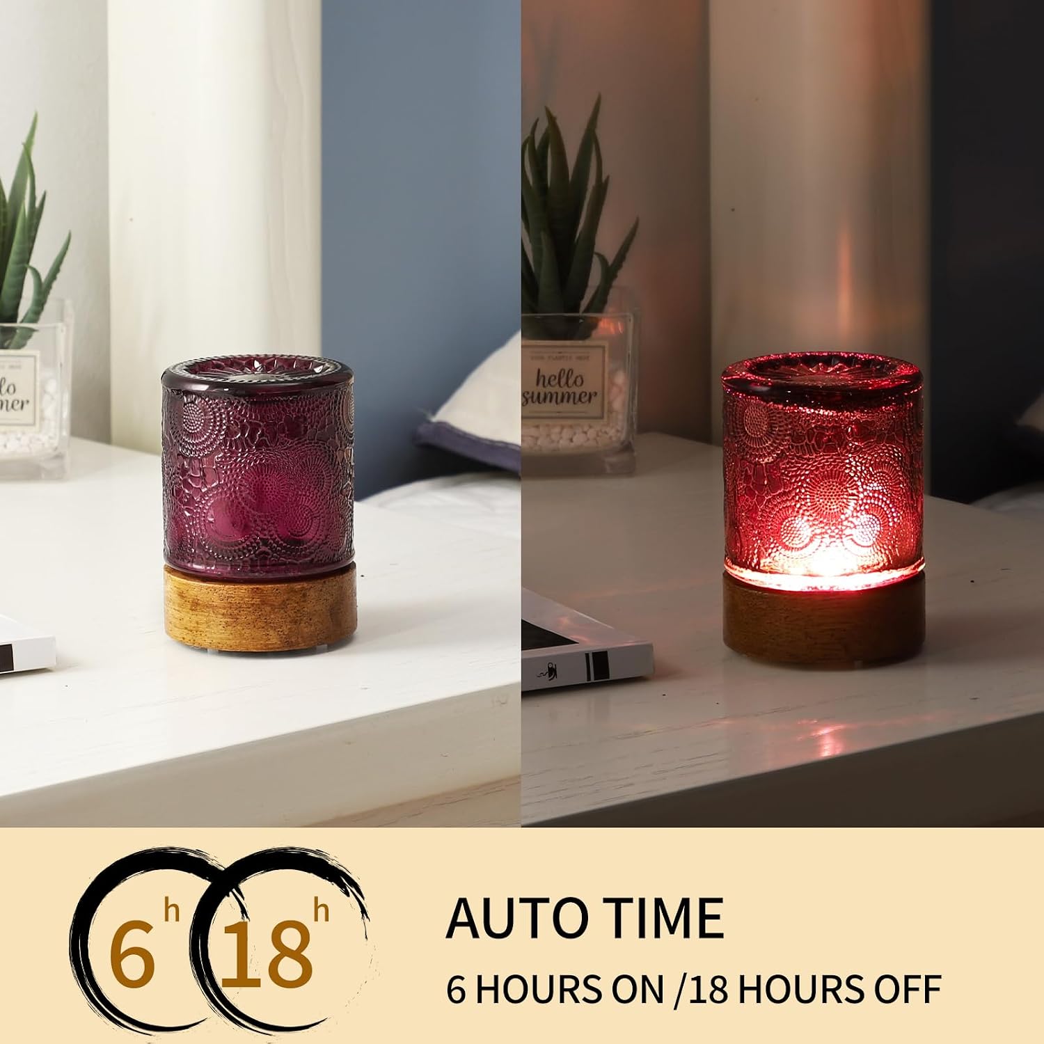 Mini Soft Warm Light Lamp Battery Operated Portable Night Light with Timer, Small Glass Vintage Dim Sleep Nightlights, Battery Powered…