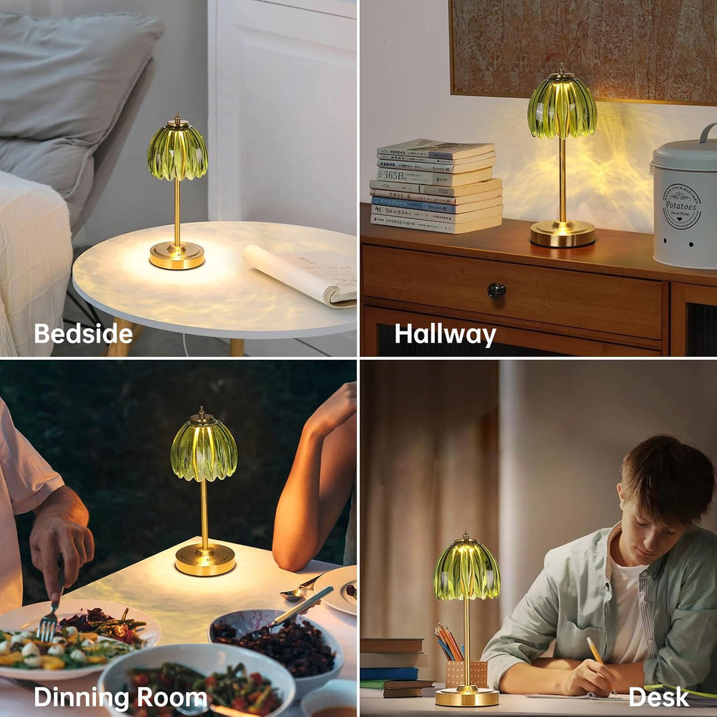 Shenmoyl Set of 2 Tulip Table Lamp with 5000mAh Battery & Touch Control, Cordless Table Lamp with 3 Colors, Dimmable Rechargeable Table…
