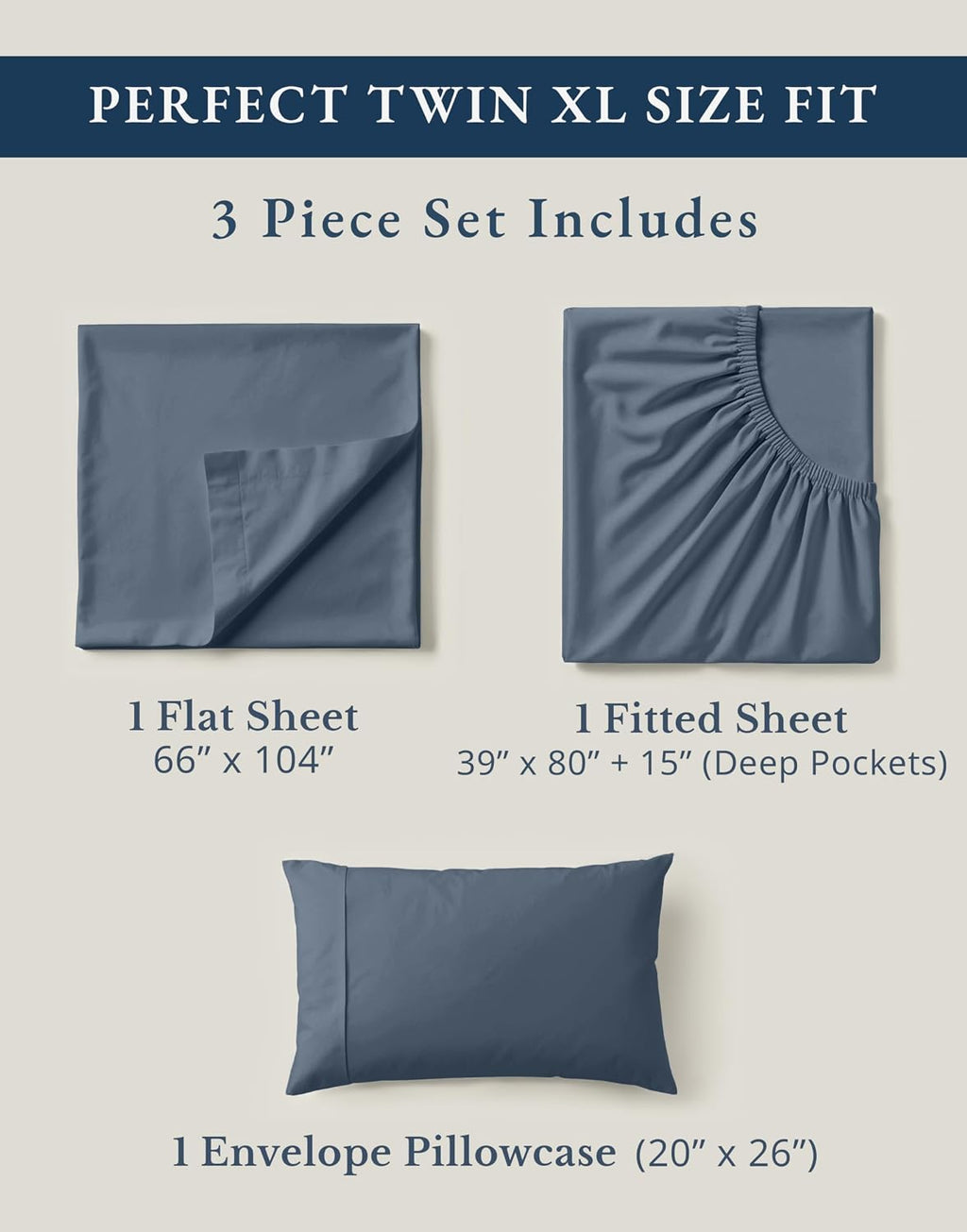LaneLinen LANE LINEN 100% Organic Cotton reusable Fully Elasticized Twin XL Sheet Set, Low Pilling Fade Resistant Machine Washable Extr…