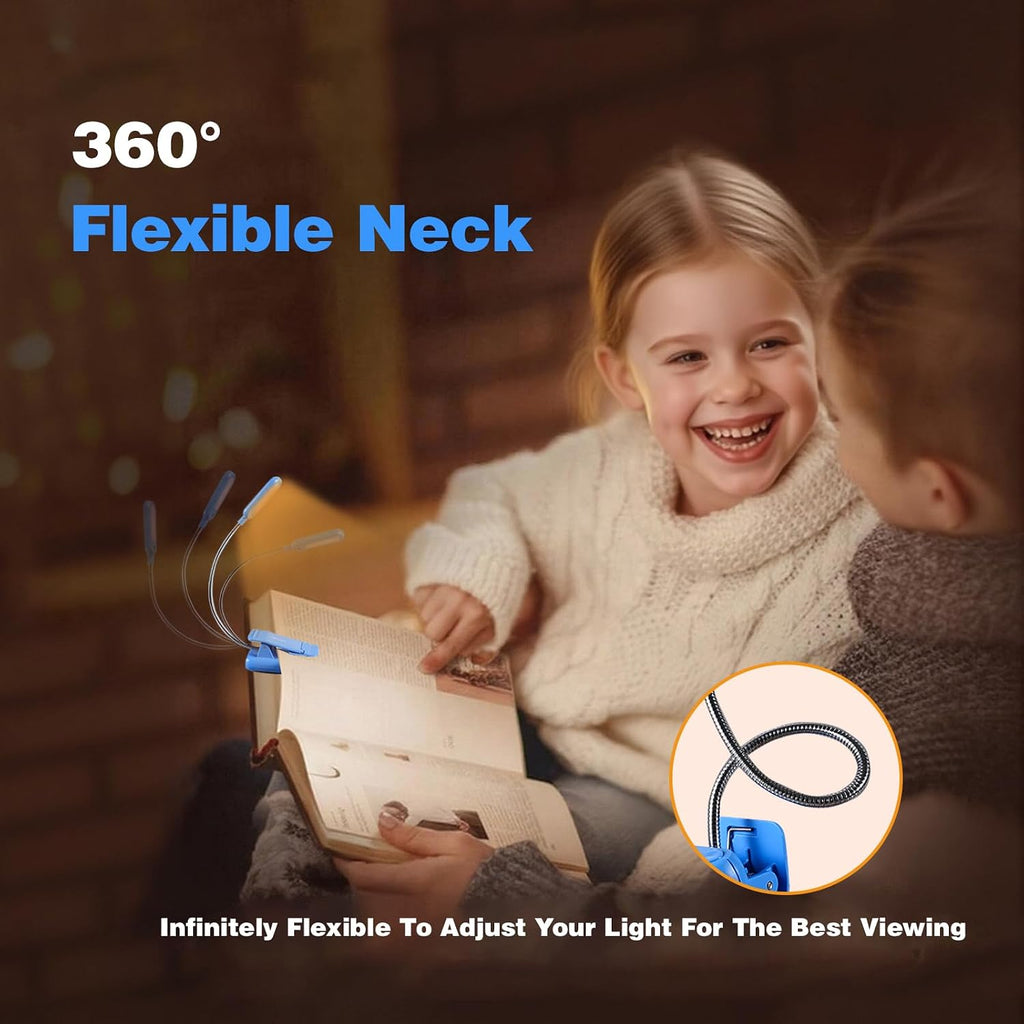 Vavofo Rechargeable Book Light for Reading in Bed Kids, 7 LED Reading Light with 9-Level Warm Cool White Daylight, Eye comfort Lamp with…