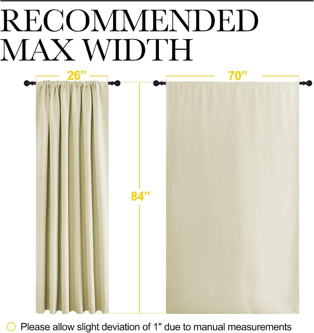 NICETOWN Living Room Curtains, Home Decorations Thermal Insulated Solid Rod Pocket Blackout Drapes for Cafe (Beige, One Pair, 70 x 84-inch)