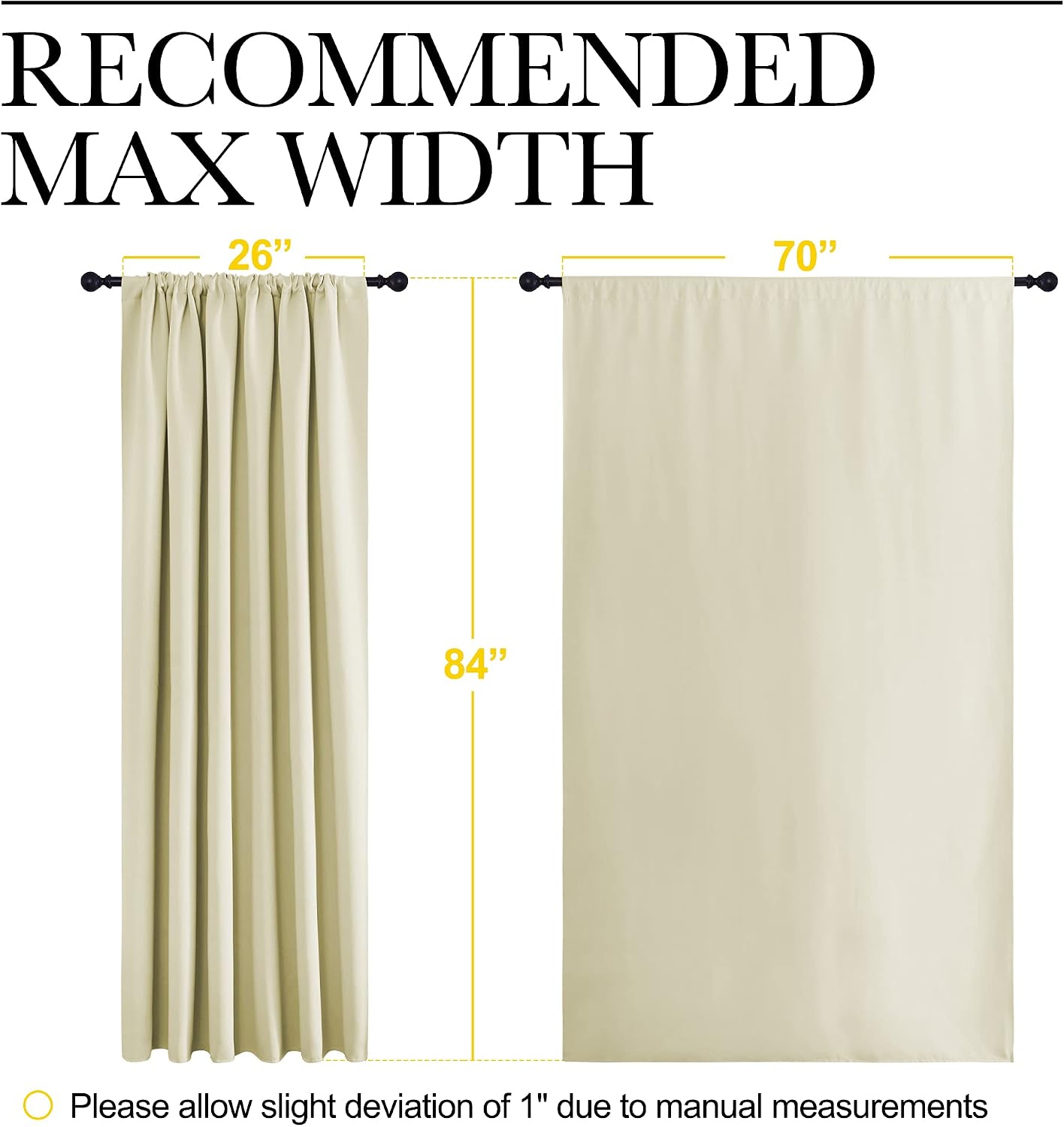 NICETOWN Living Room Curtains, Home Decorations Thermal Insulated Solid Rod Pocket Blackout Drapes for Cafe (Beige, One Pair, 70 x 84-inch)