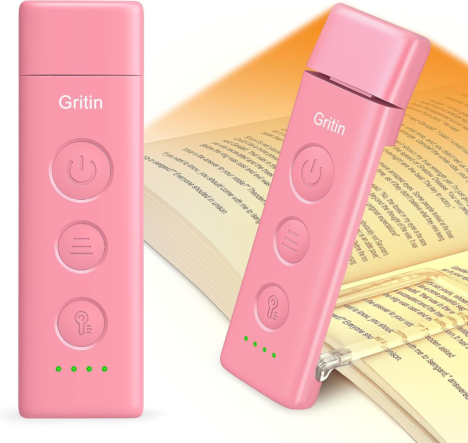 Gritin Book Light Rechargeable, Eye Caring 3-Color & 5-Brightness Clip on LED Reading Light for Books in Bed- Stepless Dimming, Long…