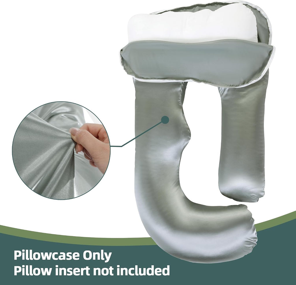 Balapet Silky Satin Pregnancy Pillow Cover (ONLY Pillowcase), U Shaped Smooth Maternity Pillow Cover with Hidden Zip, Luxurious Soft & Brea…
