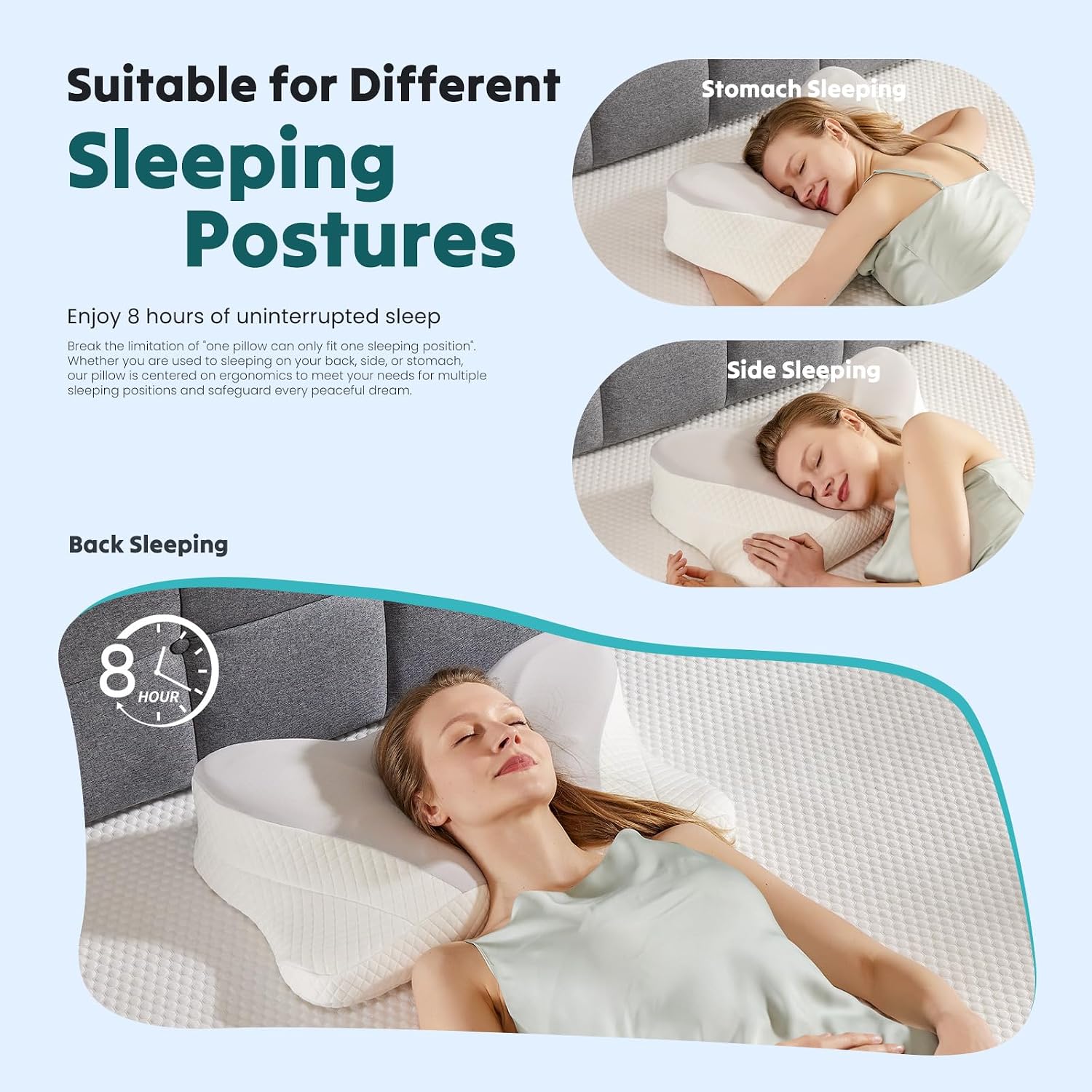 Sweetcrispy 2 Pack Cooling Ergonomic Memory Foam Cervical Pillow for Neck and Shoulder, Orthopedic Neck Support for Back Stomach…