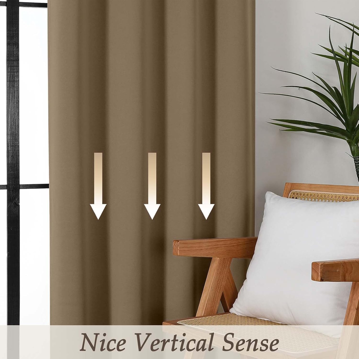 Gwine Brown Blackout Curtains for Bedroom 90 inches Long 2 Panels Set, Solid Noise Reducing Thermal Insulated Blackout Curtains for…