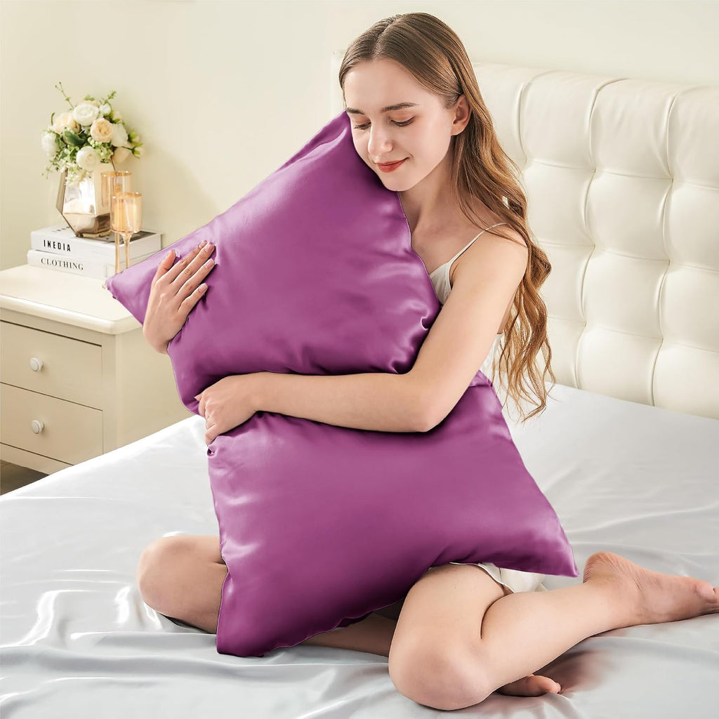 Infiixso Mulberry Silk Pillowcase for Hair and Skin, Silk Pillow Cases Standard Size with Hidden Zipper 20x26 Inches, Ultra Smooth and Soft…