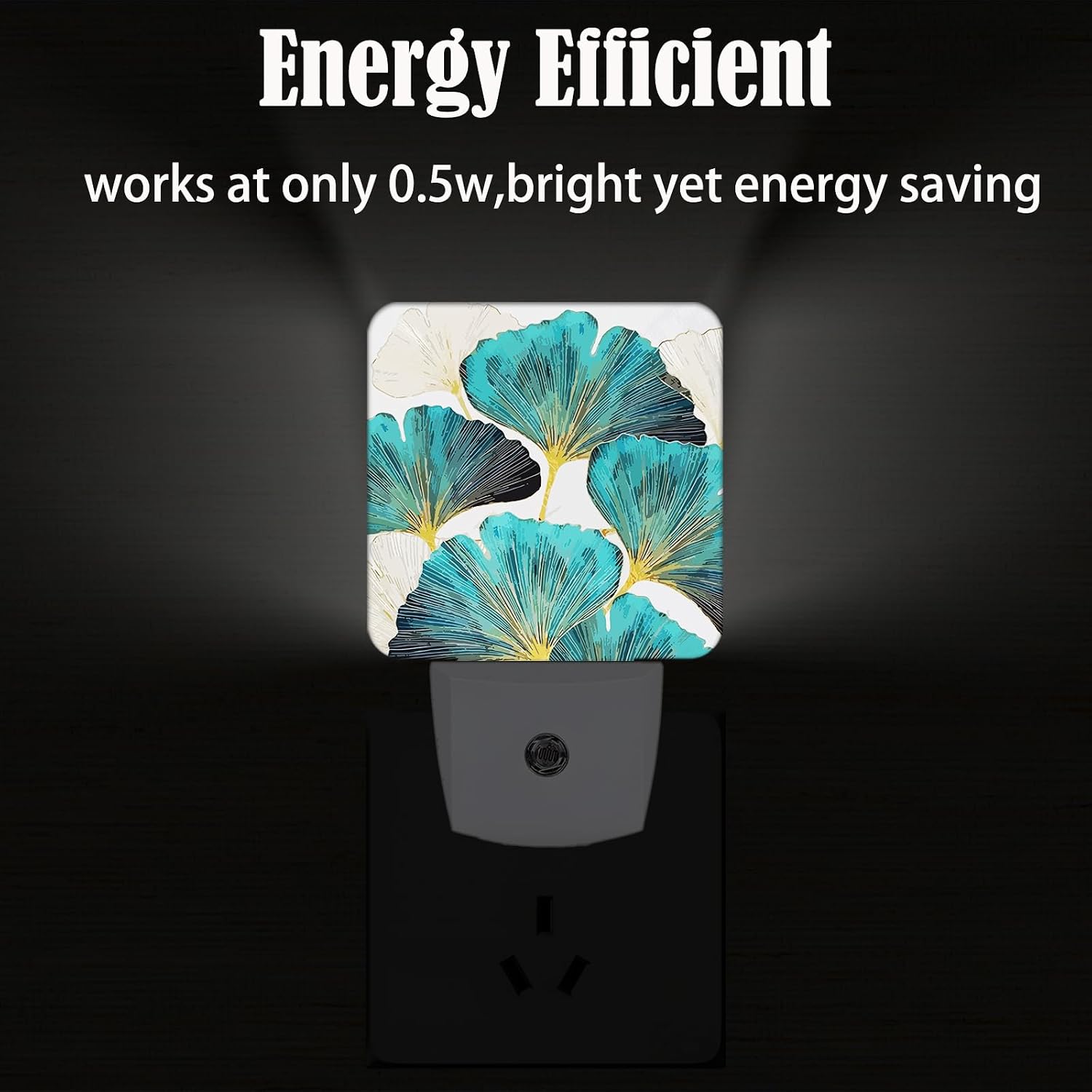Green Ginkgo Leaves Night Light, Plug Into Wall Decor for Stairway, Hallway, Kitchen, Dusk to Dawn Sensor Nightlights for…