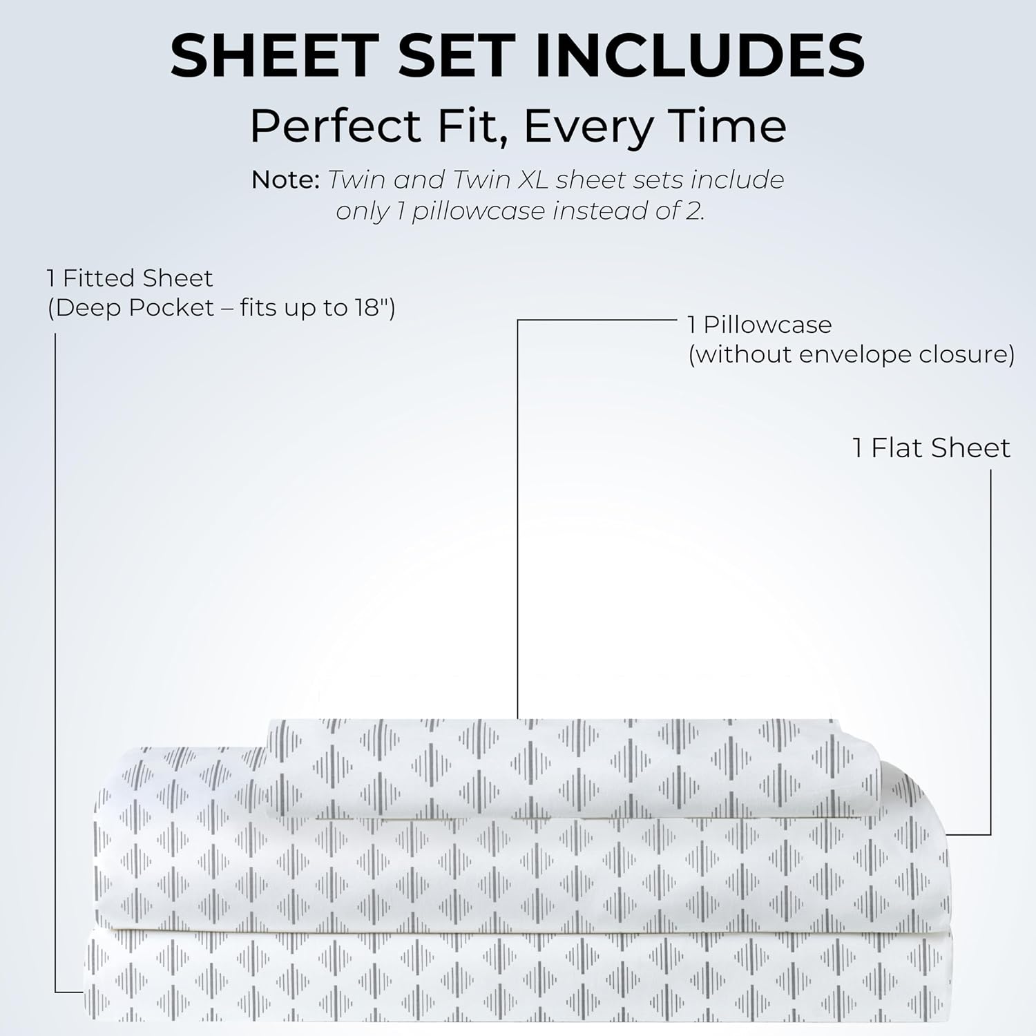 Twin Fitted Sheet with 18" Deep Pockets, Flat Sheet - Percale Weave Natural - Breathable 100% Cotton Bedding, 1 Fitted Sheet + 1 Flat…