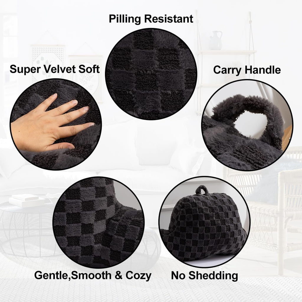 Holawakaka Checkered Reading Pillow with Arms, Adults Backrest Reading & Rest Pillows for Sitting Up in Bed, Bed Rest, Lounging, Working, A…