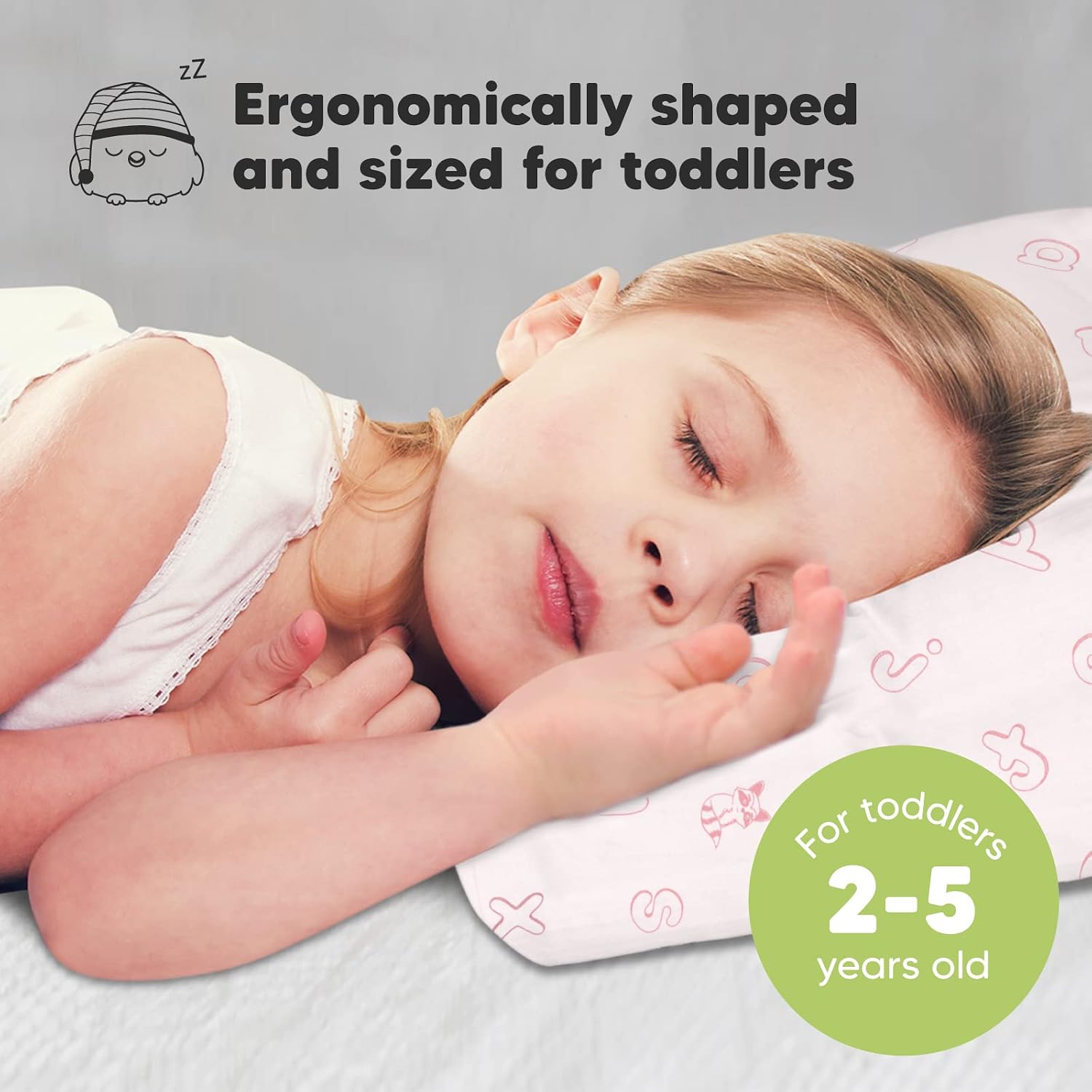 Toddler Pillow with Pillowcase - 13x18 My Little Dreamy Kids Travel Bed Pillows for Sleeping, Organic Cotton Small Pillowcase, Soft &…
