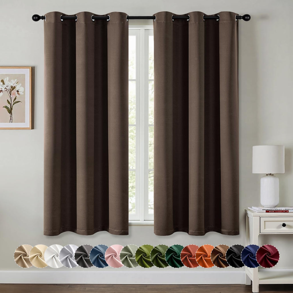 Miulee Blackout Curtains for Bedroom Living Room 2 Panels, Thermal Insulated Room Darkening Drapes Grommet Noise Reducing Light Blocking Wi…