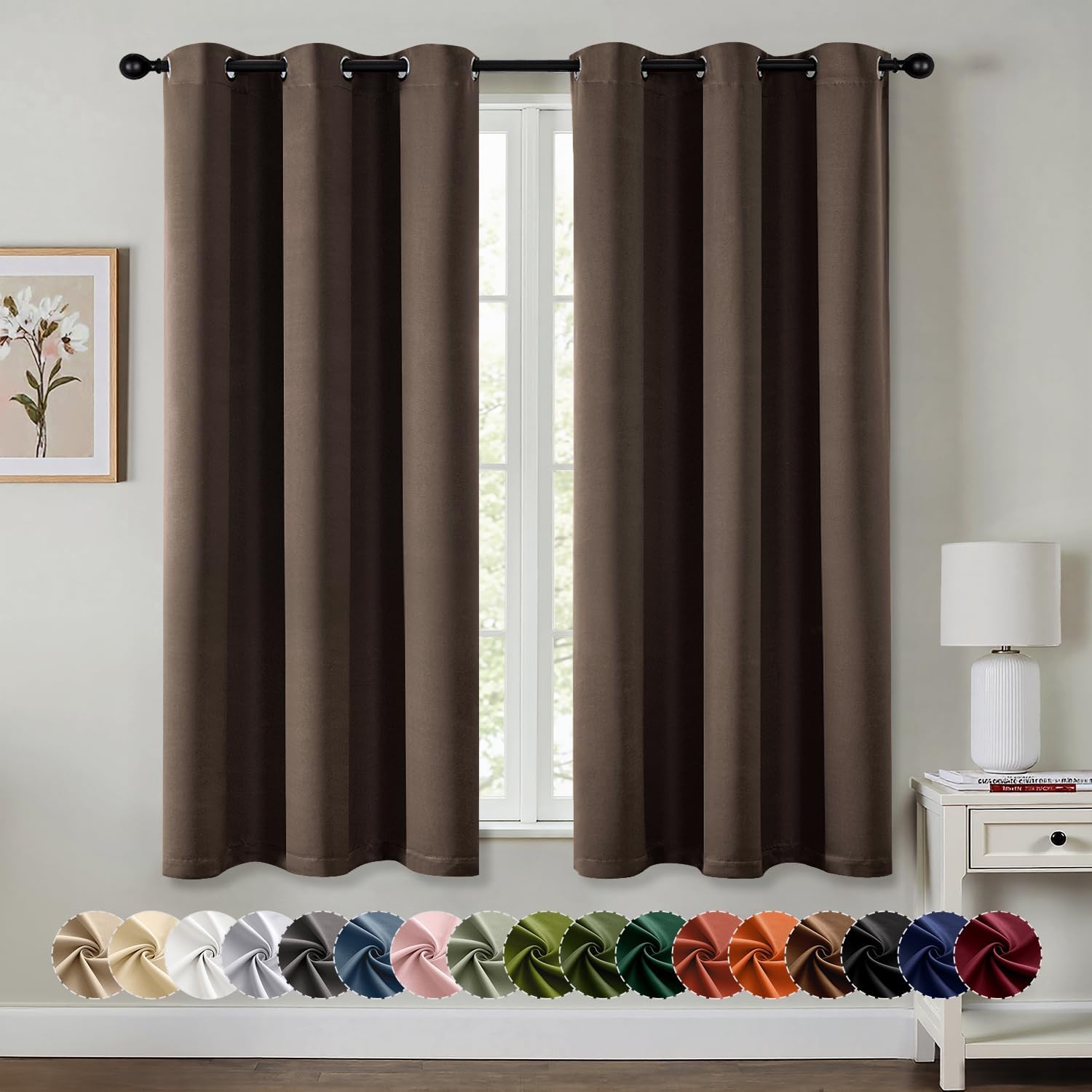 Miulee Blackout Curtains for Bedroom Living Room 2 Panels, Thermal Insulated Room Darkening Drapes Grommet Noise Reducing Light Blocking Wi…