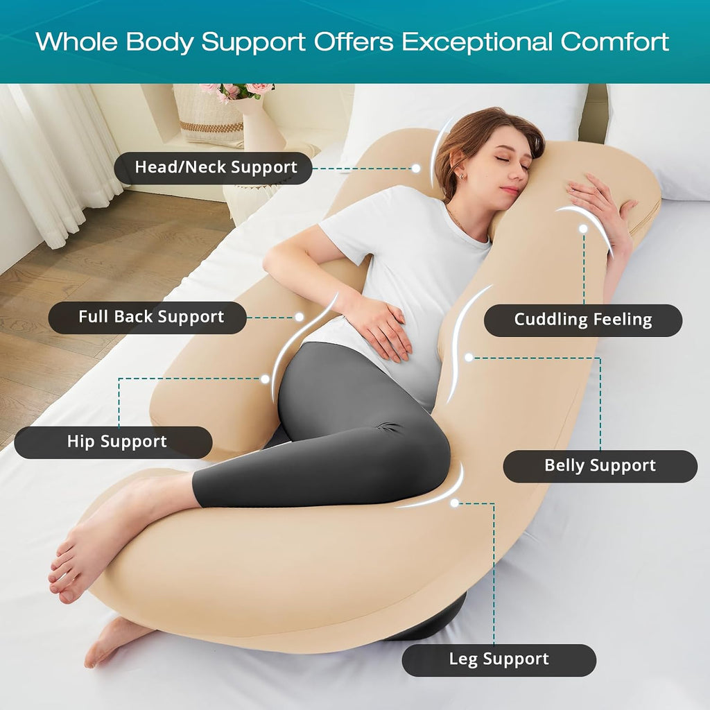 Sasttie Pregnancy Pillows for Sleeping, U Shaped Cooling Full Body Pillow with Removable Cover, Pregnant Women Must Haves, Maternity Essent…