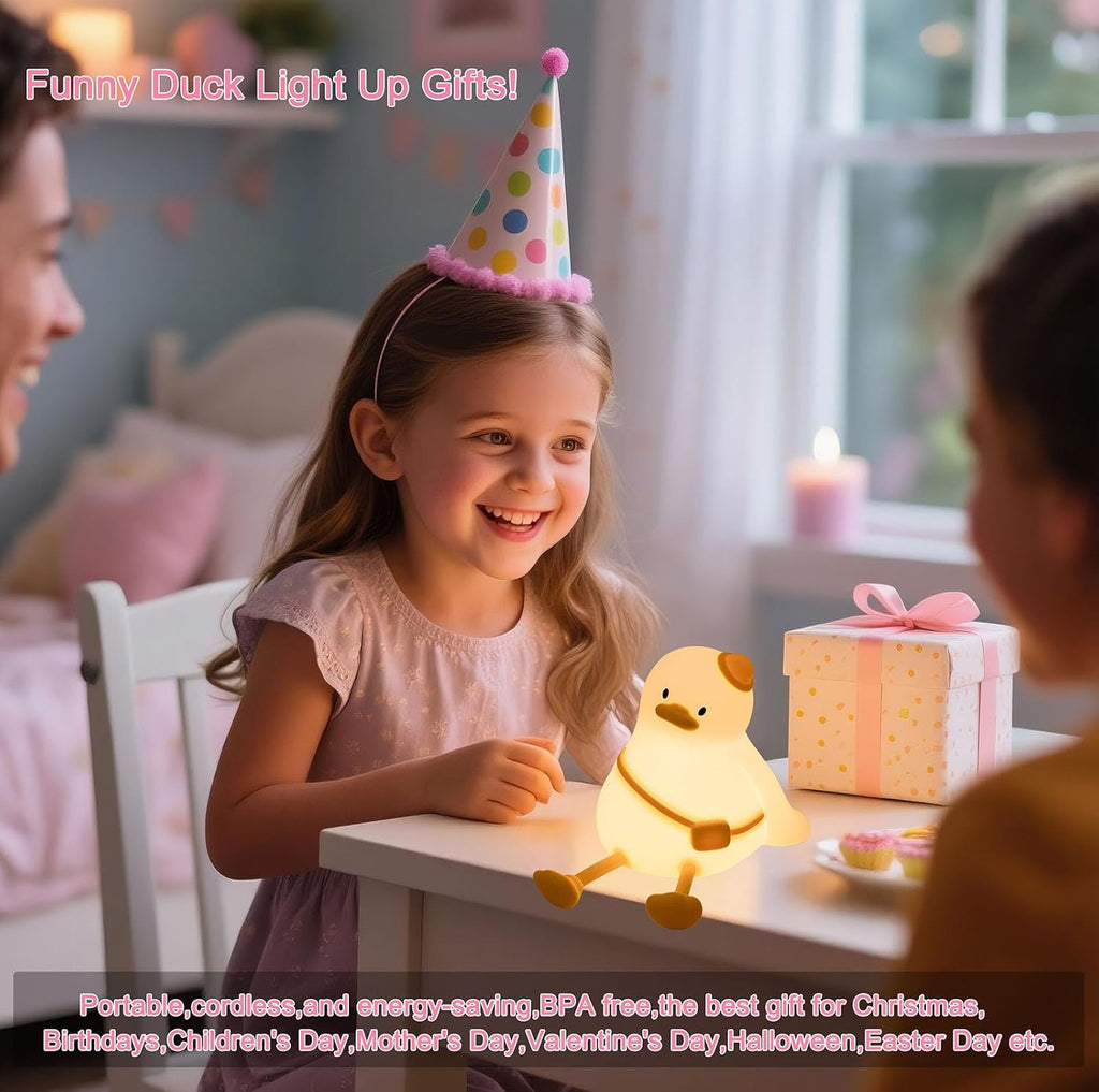 Duck Night Light for Kids 3 Levels Dimmable Silicone Animal Nursery Light, Adorable Rechargeable 30min Timmer Novelty Bedside Touch…