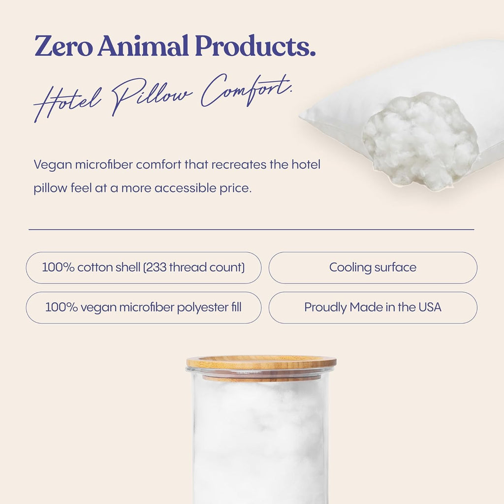 FluffCo Basics Down Alternative Bed Pillows - Cooling Cotton Shell with Supportive Gel-Fiber Fill - Pillows for Side, Back, and Stomach Sle…