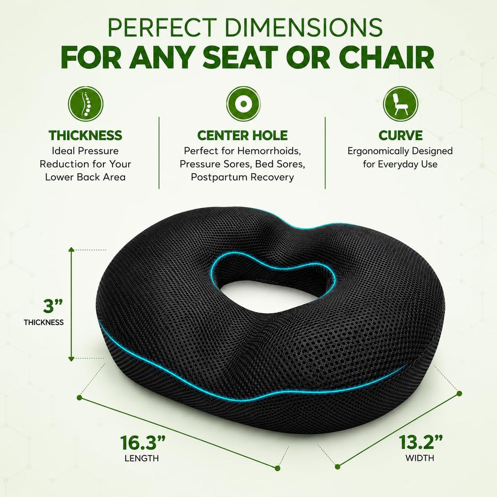 AnboCare Donut Gel Sitting Pillow - Orthopedic Memory Foam for Tailbone Pain, Hemorrhoid, Bed Sores, Postpartum, Prostate, Coccyx & Sciatic…
