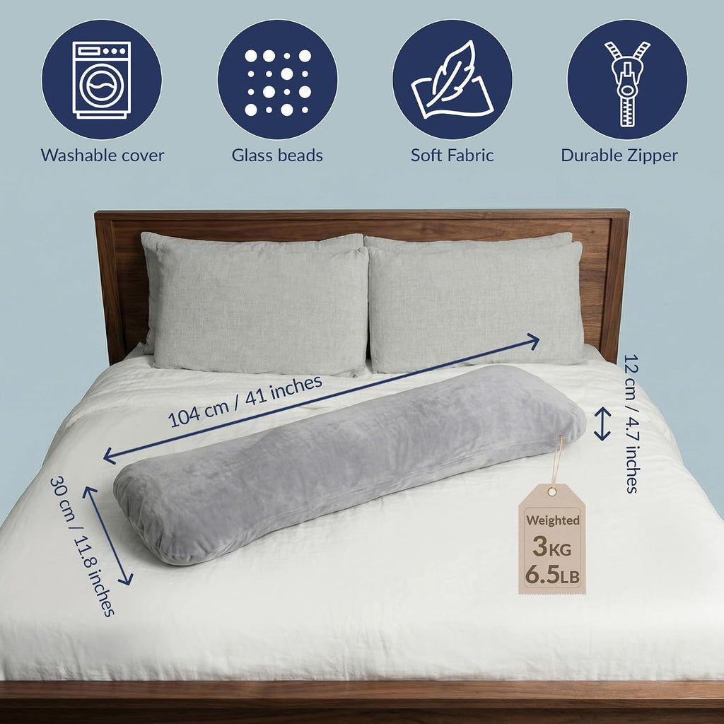 ODOXIA Weighted Pillow for Adults 6.5lbs (41" x 12") | Sleep Better & Feel Calm | Weighted Body Pillow for Stress Relief | Sleeping…
