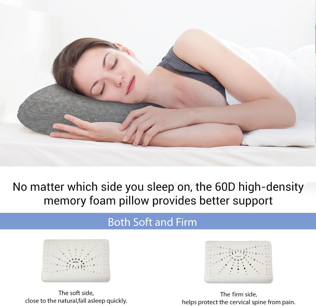 Memory Foam Travel Pillow 9.8"x15.7" Compact Camping Pillow, Stable & Supportive, Washable Double-Layer Cover with Carry Bag, for…