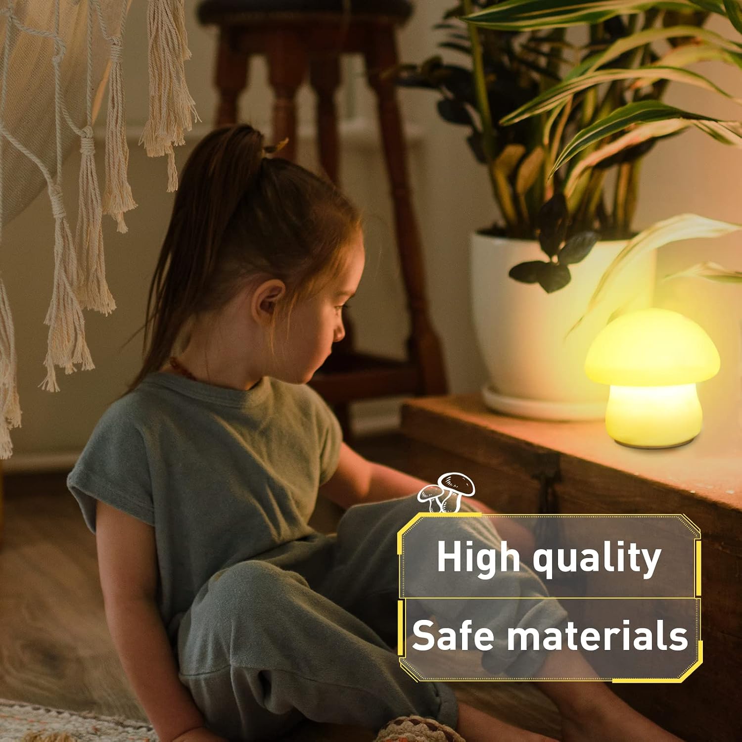 Muid Mushroom Lamp, Rechargeable Night Light, Multi-Color LED Mushroom Nightlight, Dimmable Nightlamp for Breastfeeding, Nursery Squishy Si…