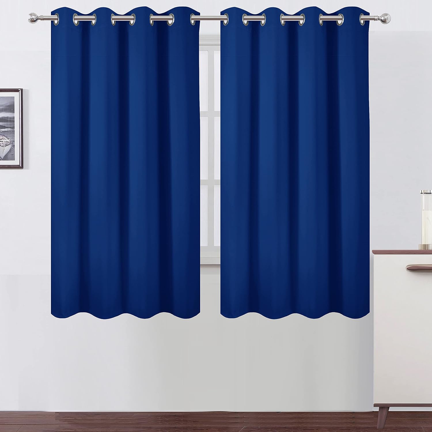 Lemomo Blackout Curtains 52 x 63 inch/Royal Blue Curtains Set of 2 Panels/Thermal Insulated Room Darkening Bedroom Curtains 63 inch Blue