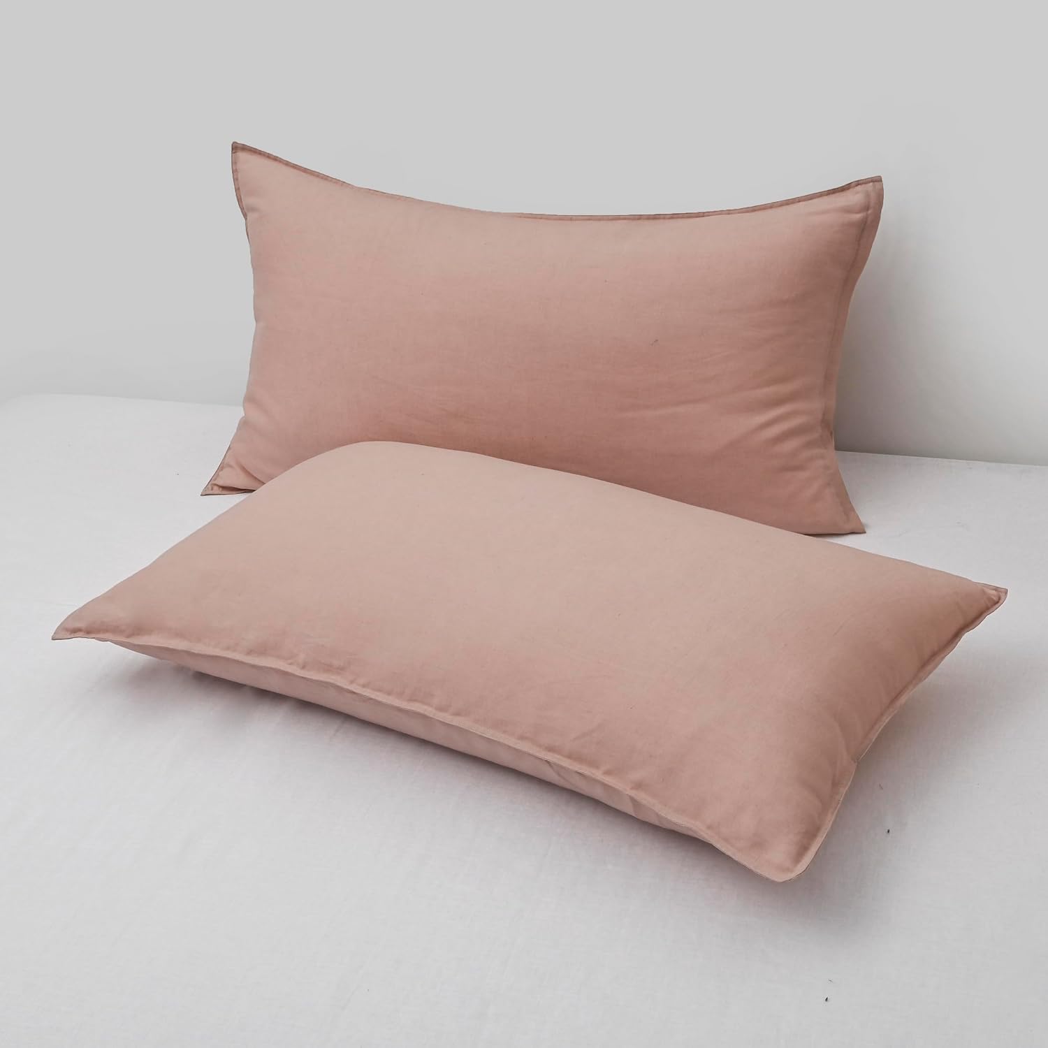 Chuffed Linen Pillowcases 2 Pack 100% Linen Standard Pillow Cases, Breathable and Cooling Washed Pillowshams with Zipper Closure, 20x36 Inc…