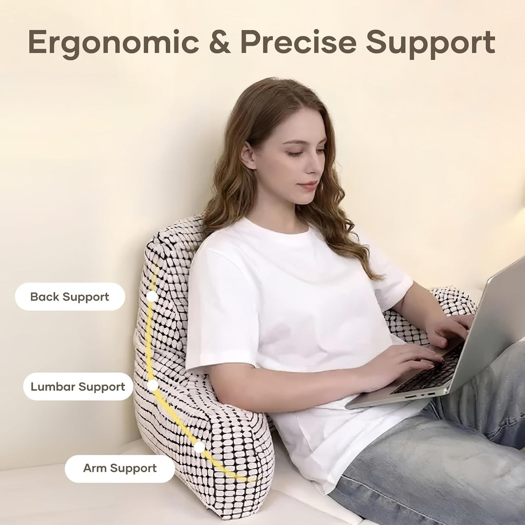NOONTIDE Reading Pillow with Top Handle, Uniquely Designed Soft Fabric, Ergonomic Back Support for Bed, Cover Washable Sit up…