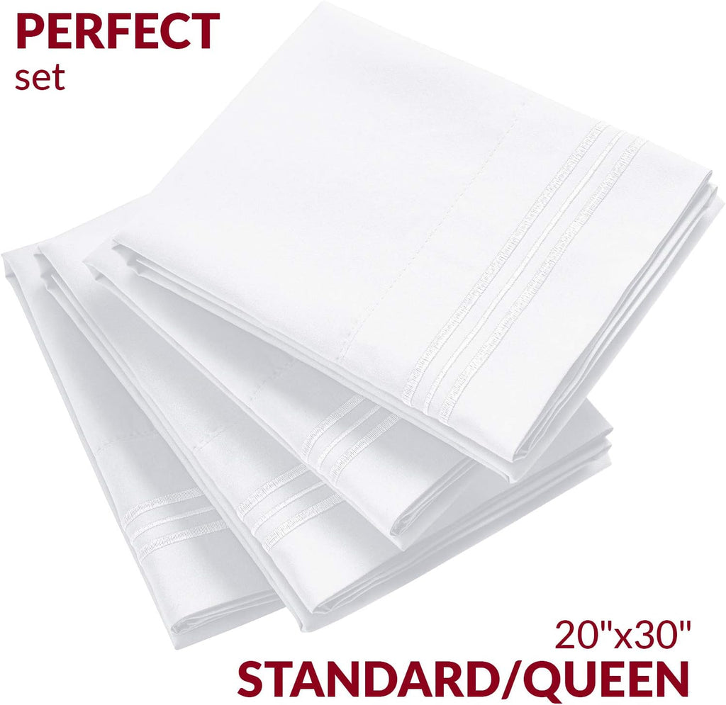 Mellanni Pillow Cases Set - 4 PC Iconic Collection Pillowcases - Hotel Luxury, Extra Soft, Cooling Pillow Covers - Wrinkle, Fade, Stain Res…