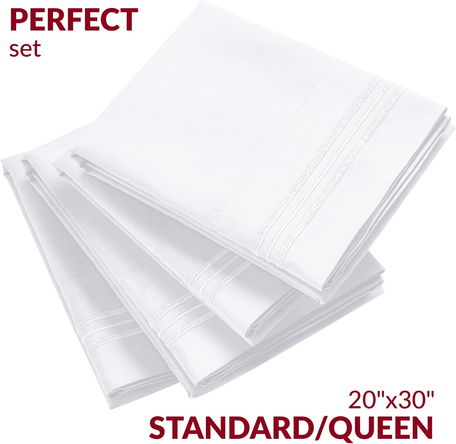Mellanni Pillow Cases Set - 4 PC Iconic Collection Pillowcases - Hotel Luxury, Extra Soft, Cooling Pillow Covers - Wrinkle, Fade, Stain Res…