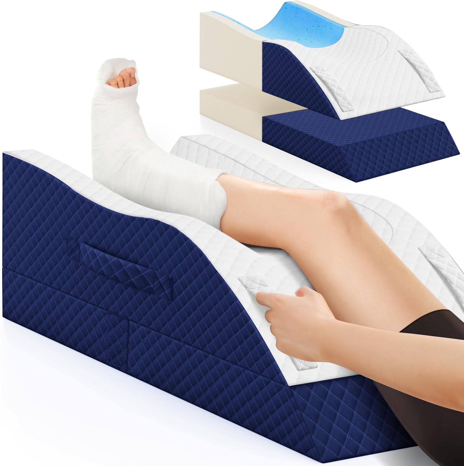 TranquilRelax TranquilRelax Elevation Pillows for Leg After Surgery, Memory Foam Adjustable Wedge Pillow for Injury or Rest, Ankle P…