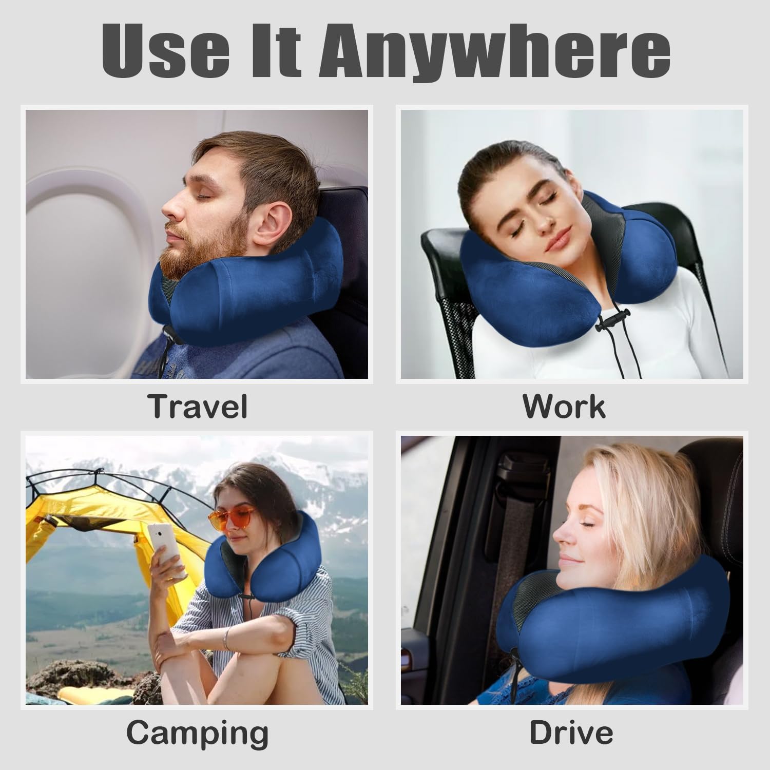 Elvodosia Travel Pillow, Memory Foam Neck Pillow for Traveling, U Shape Neck Pillow Airplane Portable Flight Pillow Travel Kit with…