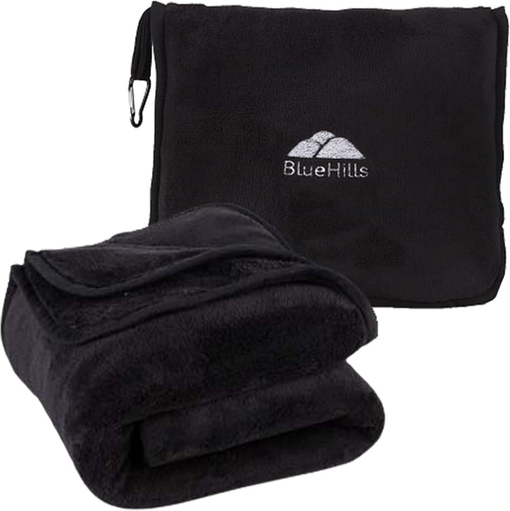 BlueHills Premium Soft Tall Travel Blanket Pillow Airplane Flight Blanket Long Throw in Bag Pillowcase with Backpack Clip Compact Large…