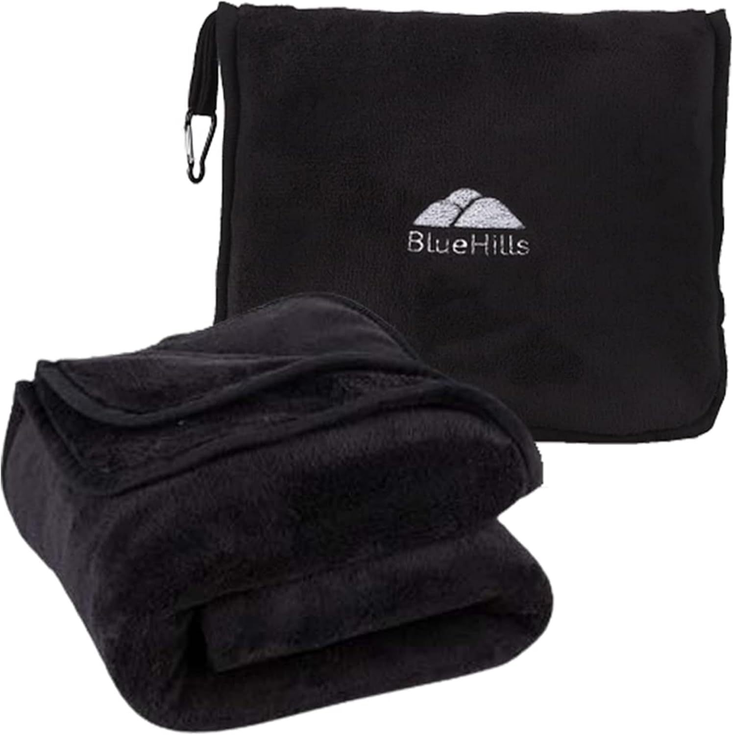 BlueHills Premium Soft Tall Travel Blanket Pillow Airplane Flight Blanket Long Throw in Bag Pillowcase with Backpack Clip Compact Large…