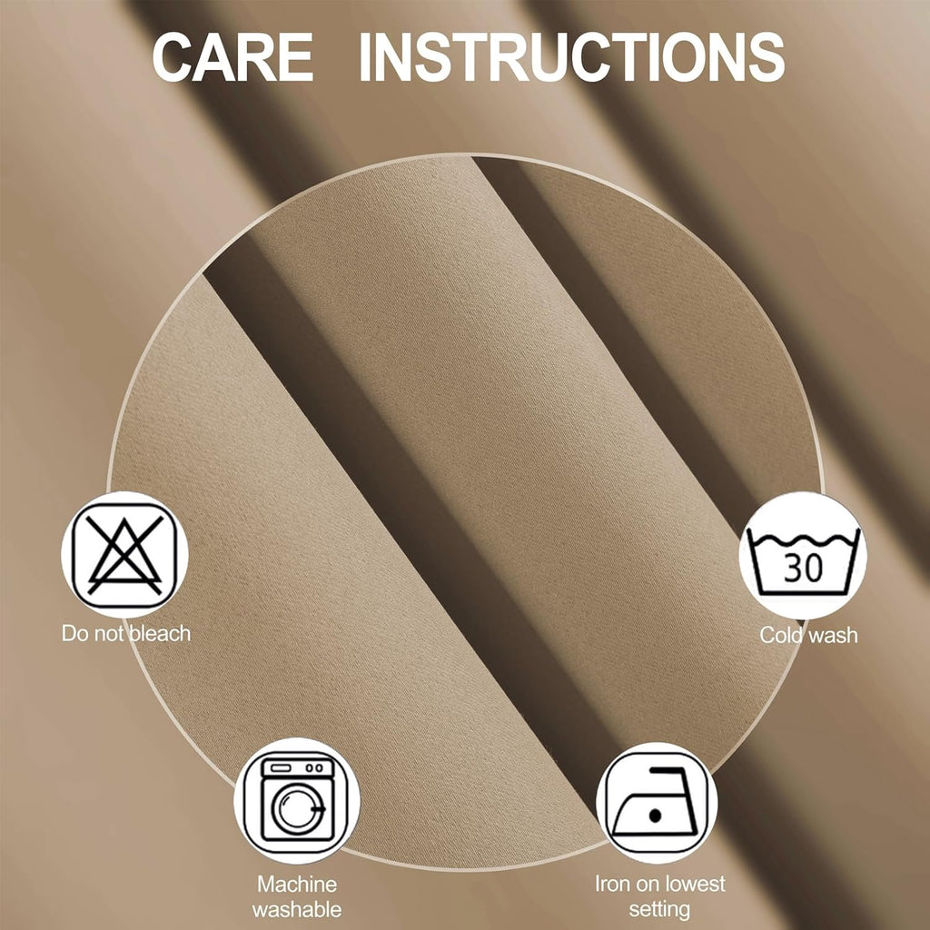 Lemomo Blackout Curtains 66 x 72 Inch Long Natural Curtains Set of 2 Panels Room Darkening Curtains for Bedroom and Living Room 72 Inch sil…