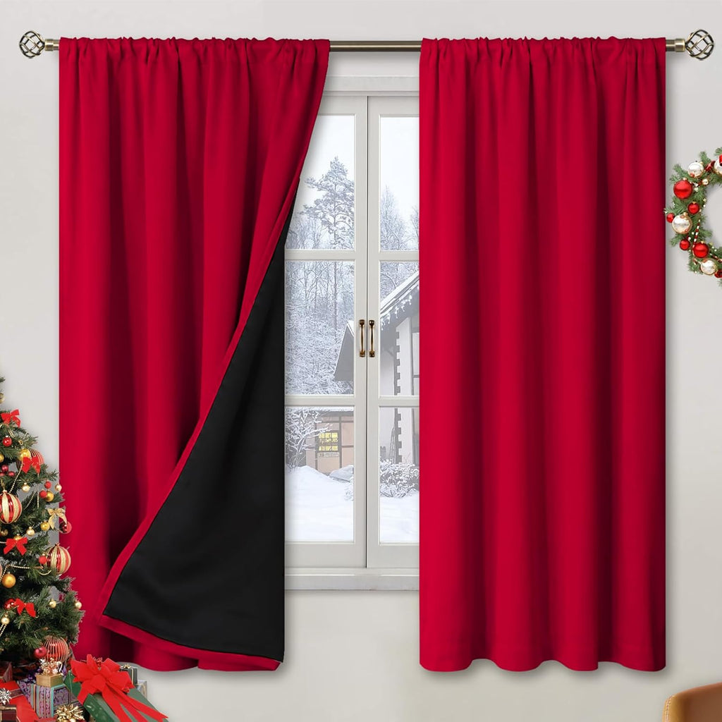 BGment Christmas Thermal Insulated 100% Blackout Curtains for Bedroom Decoration with Black Liner, Double Layer Full Room Darkening Noise…