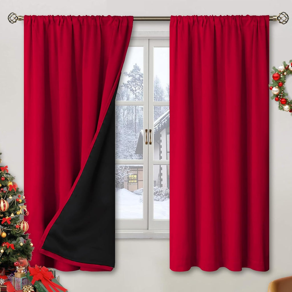 BGment Blackout Curtains for Bedroom 63 Inch Length 2 Panels Set, Thermal Insulated Bedroom Curtains Christmas Window Curtains Rod Pocket…