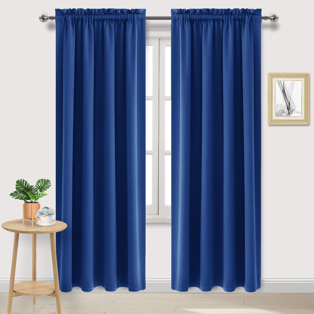 Dwcn Blackout Curtains Room Darkening Thermal Insulated Bedroom Curtains Window Curtain Panels, 52 x 84 inches Long, Set of 2 Classic Blue…