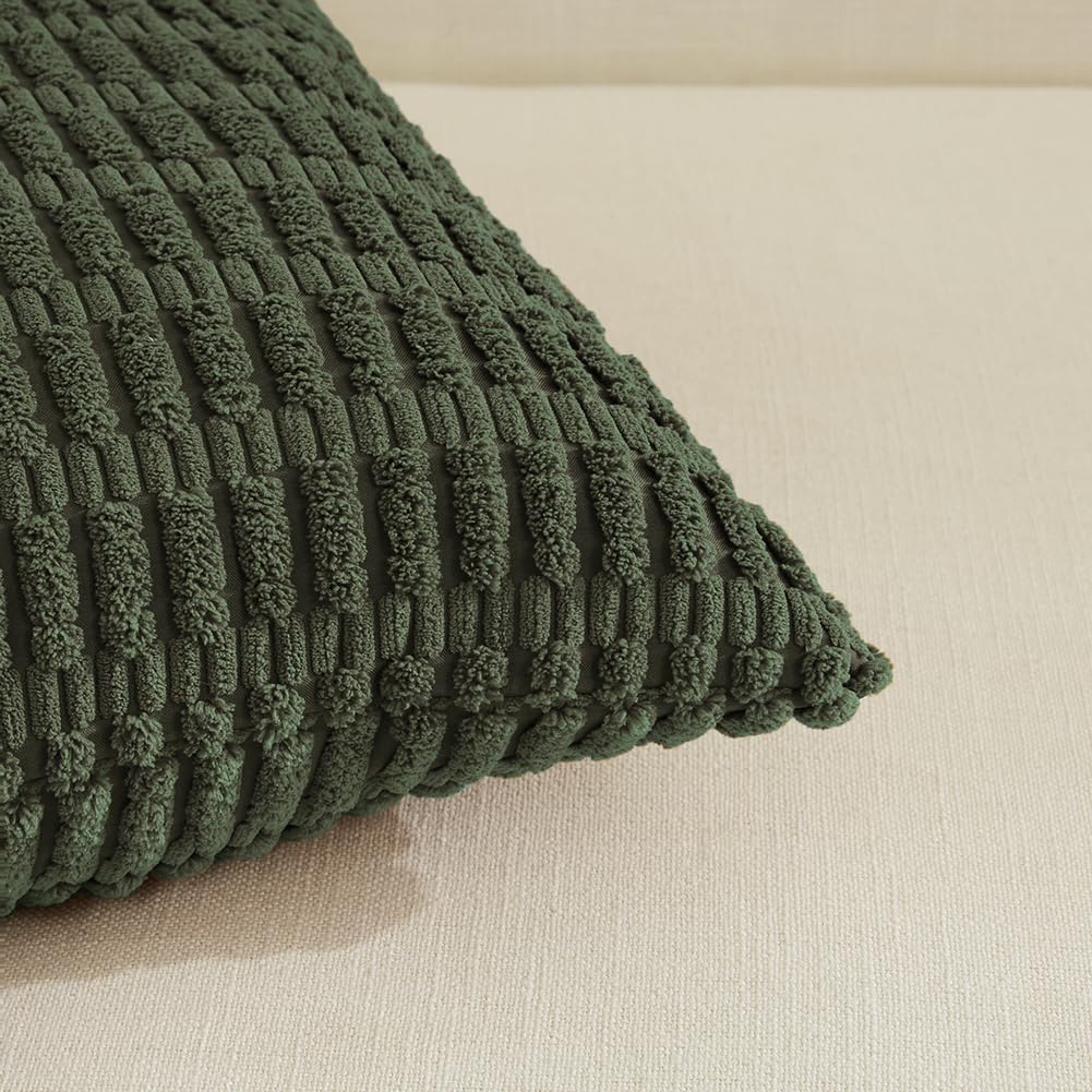 Fancy Homi Decorative Throw Pillow Covers for Bed Couch Bedroom Bench, Soft Corduroy Solid Pillow Case, Rustic Farmhouse Boho Room…