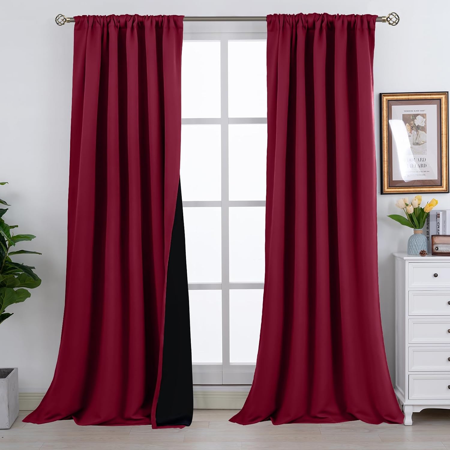 BGment Full Blackout Curtains with Thermal Insulation Liner Curtains 108 Inches Long, Rod Pocket and Back Tab Double Layer Room Darkening…