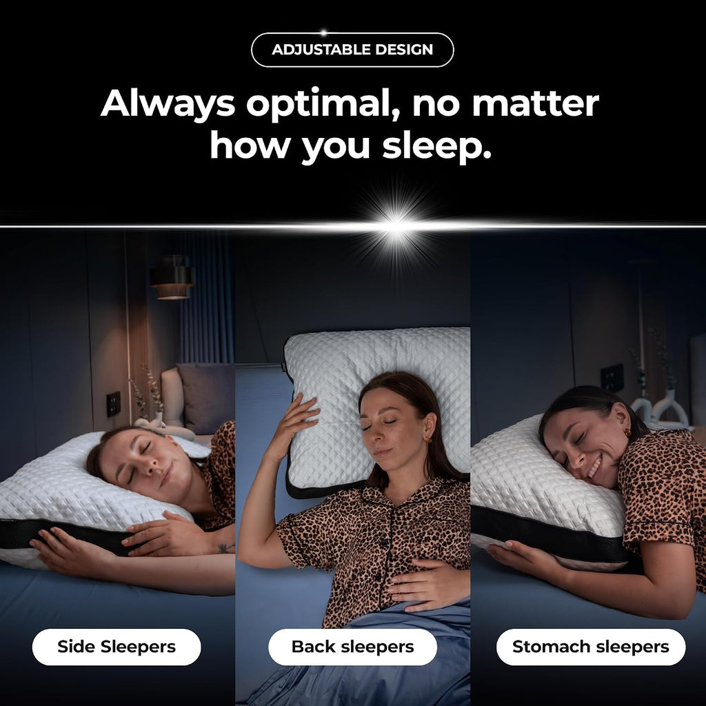 Silvery Silver Infused Restcool Bed Pillow - Adjustable Memory Foam Fill with Self-Cooling Fabric - Self-Cleaning Technology that Stays…