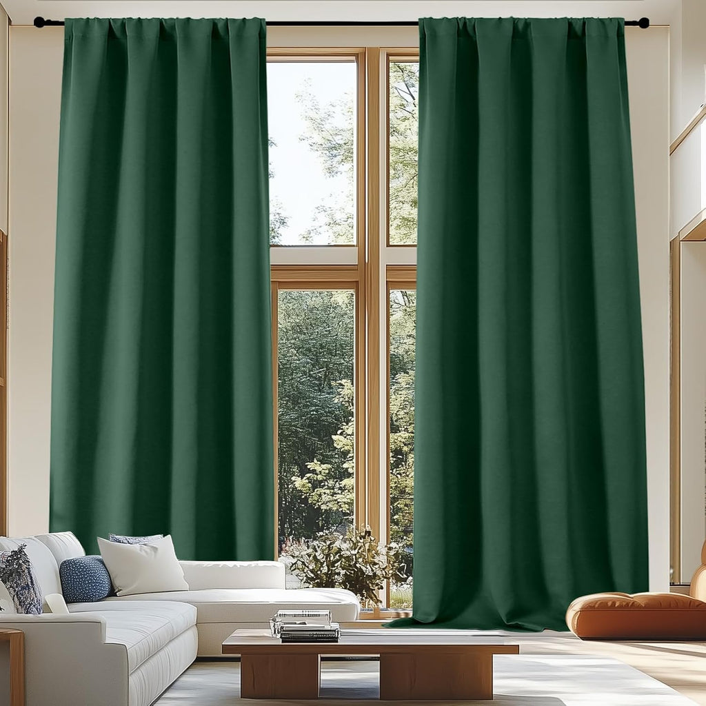 Simplebrand Blackout Extra 10ft Curtains for Patio 120 Inches Long 2 Panels Set, Solid Thermal Insulated Energy Saving Rod Pocket Window Tr…