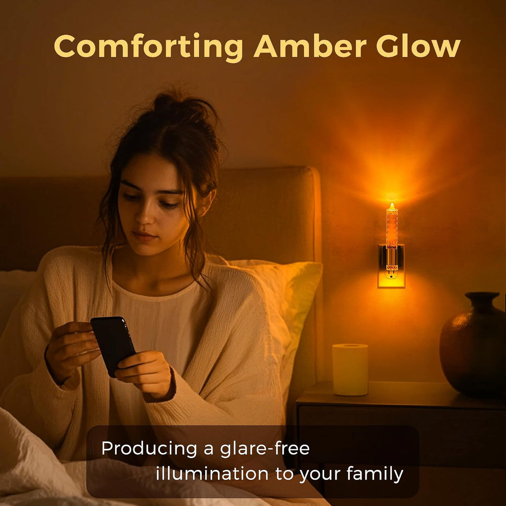Llohasled L LOHAS LED Night Light, Flameless Candle Night Light Plug into Wall, 0-100 LM Dimmable Nightlight, Plug in Amber Night Light wit…