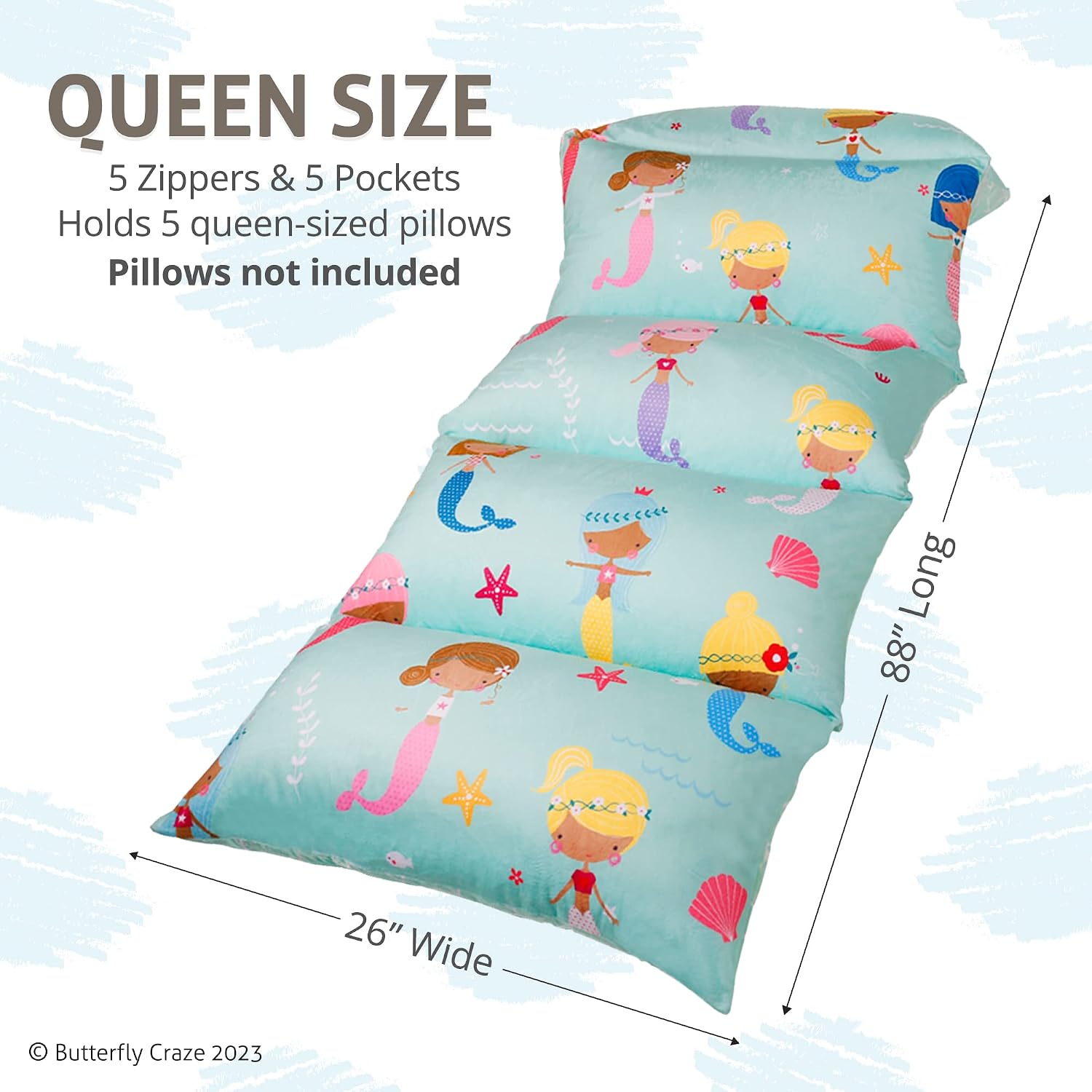 Butterfly Craze Floor Pillow Case - Cozy Reading Chair & Lounger - Versatile Seat & Floor Bed - Portable Cushion & Sleeping Pad - Queen…
