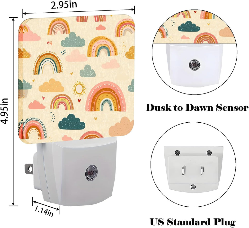 Cartoon Rainbow Night Light, Plug-in Night Lights with Dusk-to-Dawn Sensor for Stairway, Hallway, Bedroom Sleep Friendly Ideal for…