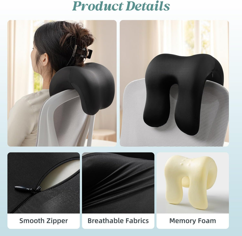SheRest Office Chair Neck Pillow, Memory Foam Ergonomic Nap Pillow Office Chair Headrest Accessory, Neck Support Pillow Ideal for Office…