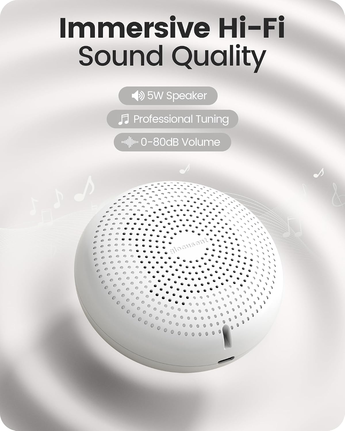 Glocusent Portable Sound Machine for Baby Kids Adults - 62 Sounds & 5W Speaker White Noise Machine for Sleeping, 30-hr Lasting…