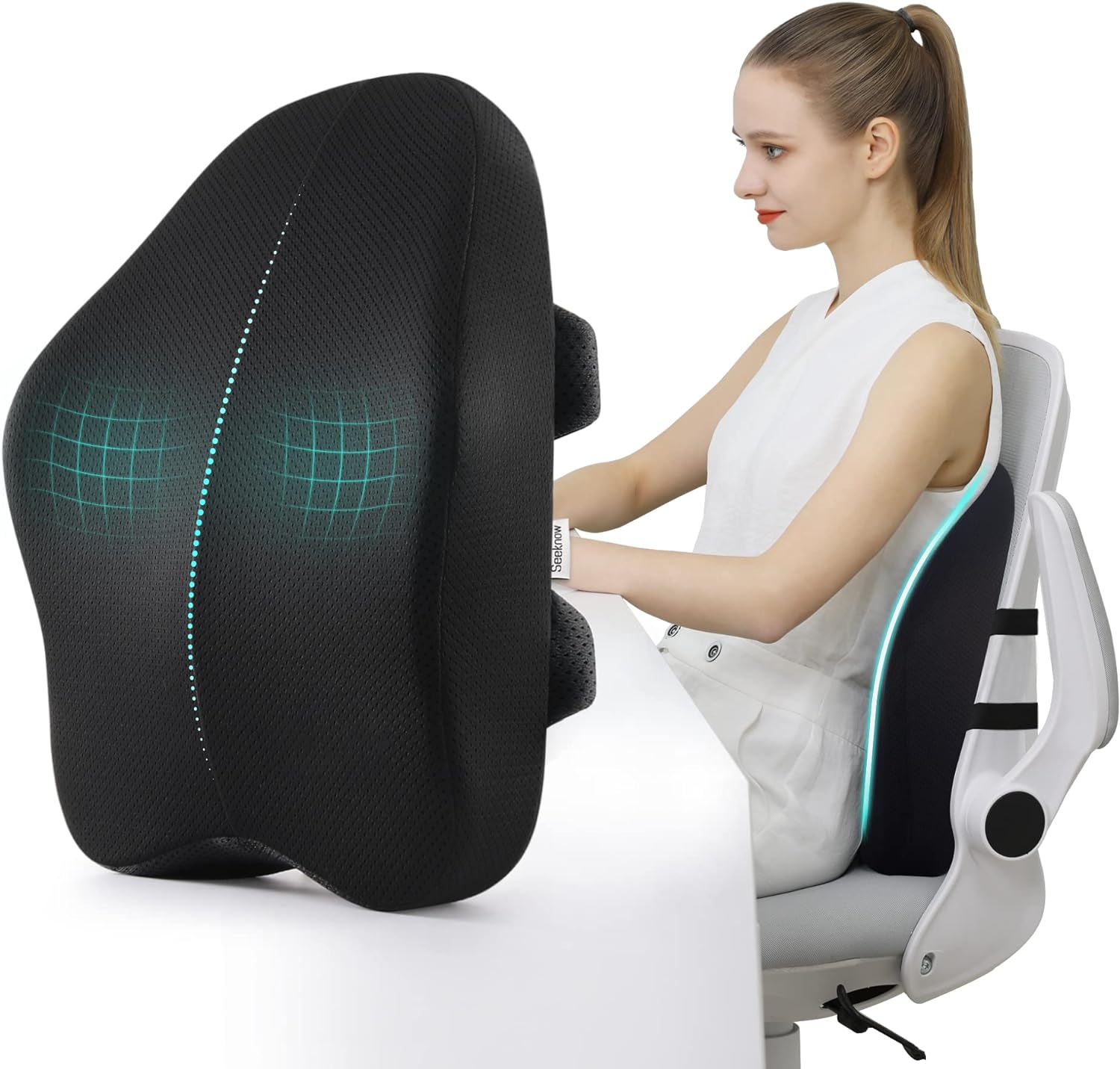 Seeknow-US Lumbar Support Pillow for Office Chair Back Support Pillow for Chair Car Seat Back Support Ergonomic Back Chair Pillow Desk Chai…